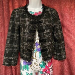 Charlotte Russe Black Gray Blazer Knit Plaid